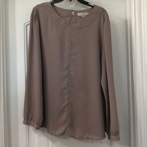 Mauve/Beige Blouse with Peter Pan Collar
